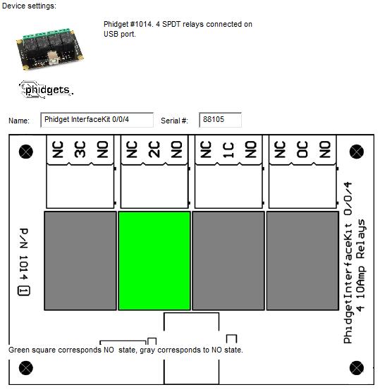 Phidget interface kit 0/0/4 configuration