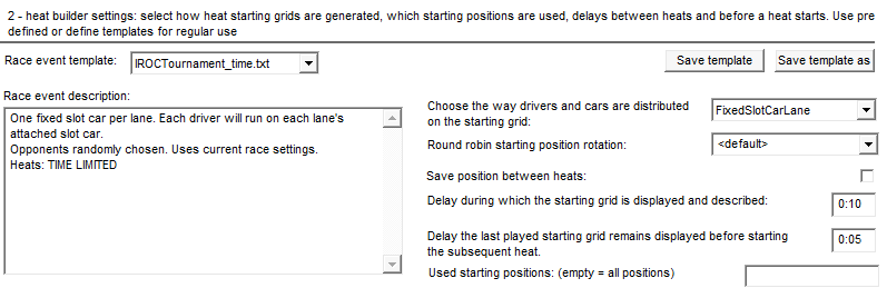 Select a heat generation - race format